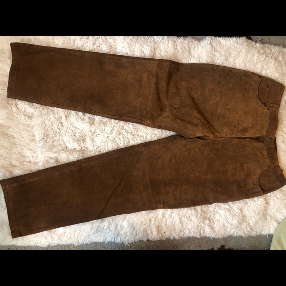 90s Vintage Genuine Leather Pants High Waisted - Picture 7 of 8